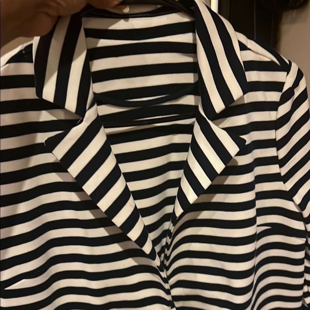 Navy and White Striped Blazer